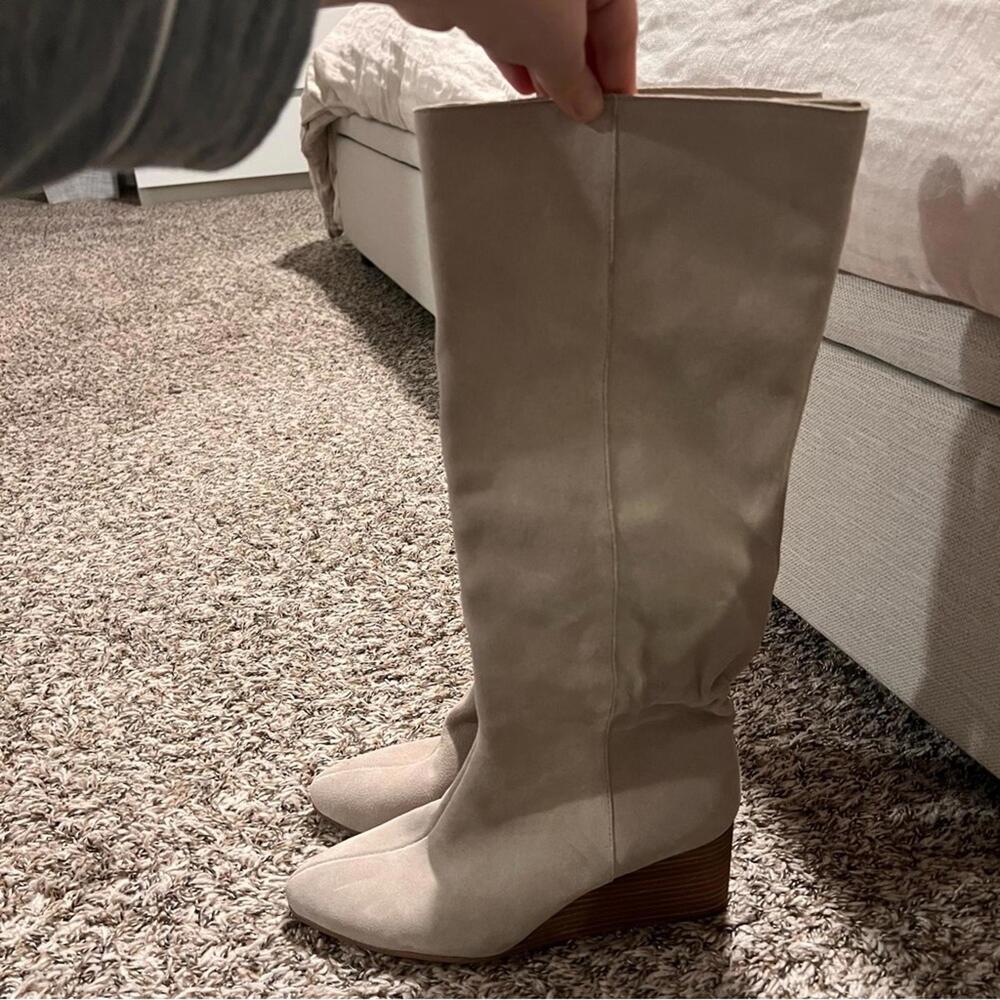 Sole Society Cream Over the Knee Boots